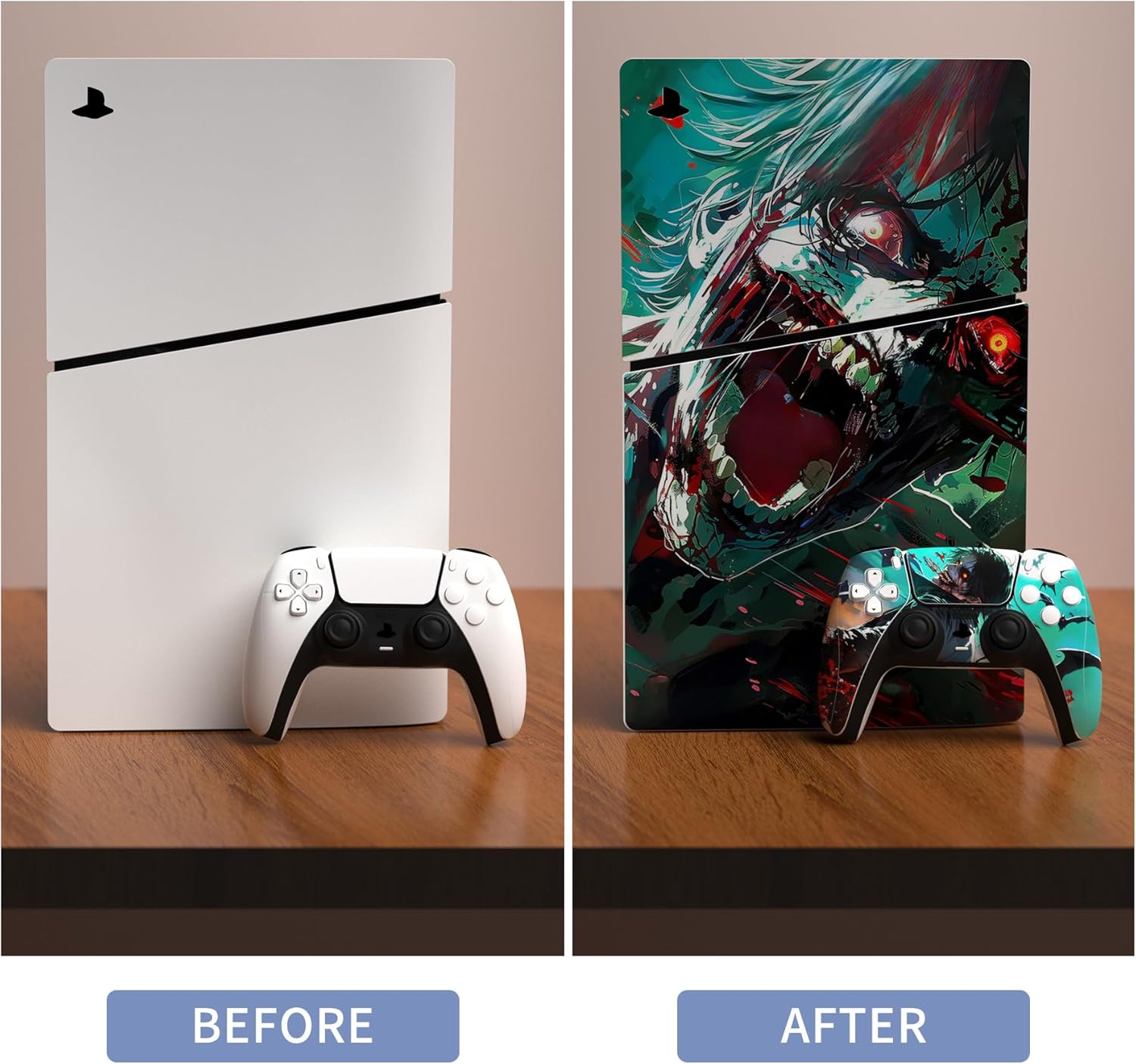 Thumbnail 6 de PlayVital Full Set Skin Sticker for PS5 Slim Digital Edition — Raging Zombie