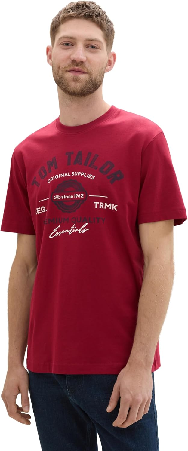 Thumbnail 1 de TOM TAILOR Herren T-Shirt aus Baumwolle mit Logo-Print – bequemes Kurzarmshirt
