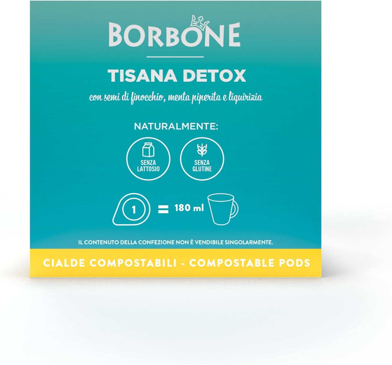 Detalle de Caffè Borbone Tisane Détox – 72 dosettes ESE (4 paquets), emballage recyclable