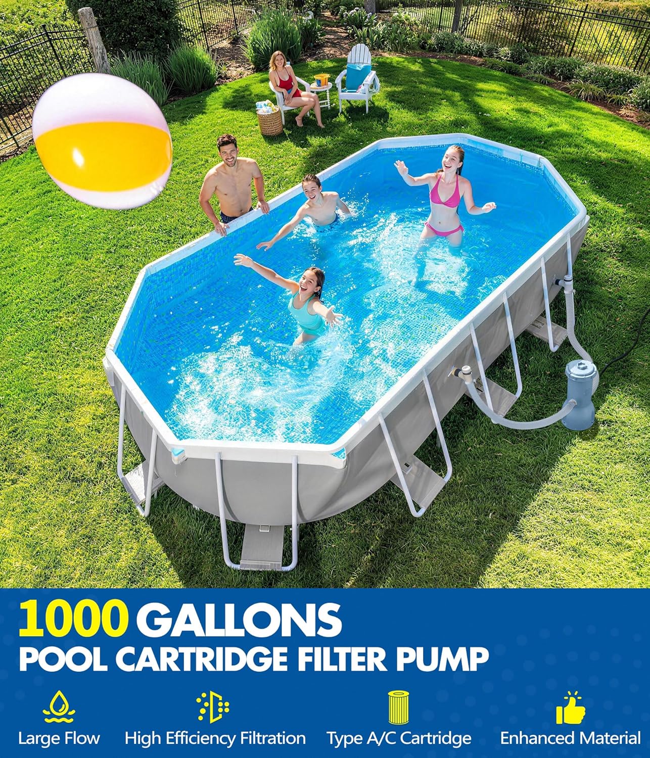 Thumbnail 1 de KimFilter Pro Series 1000 GPH Above Ground Pool Filter Pump