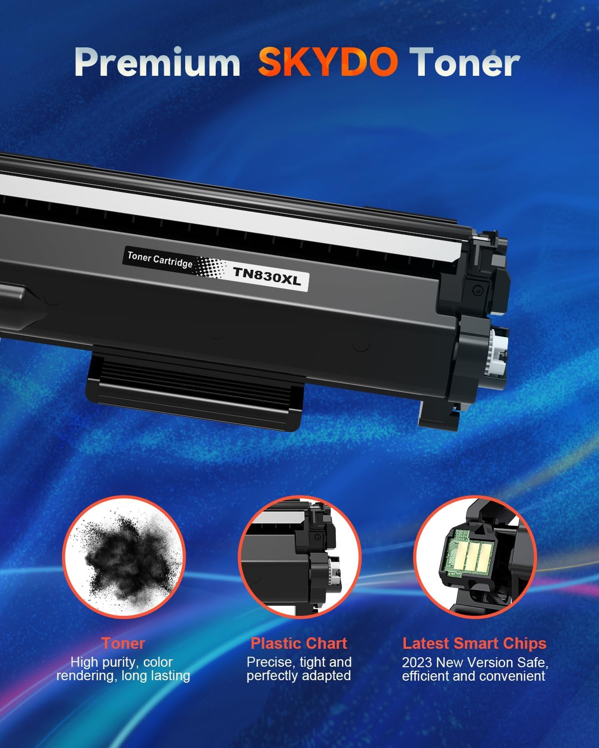 Detalle de Skydo TN830XL-4B Black Toner Cartridge 4-Pack, High Yield for Brother Printers