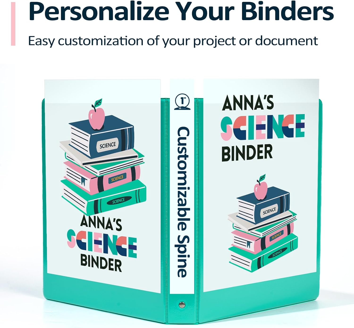 Detalle de Sooez BinderX 1.5-Inch Clear View 3-Ring Binder, Aqua Blue, Letter Size