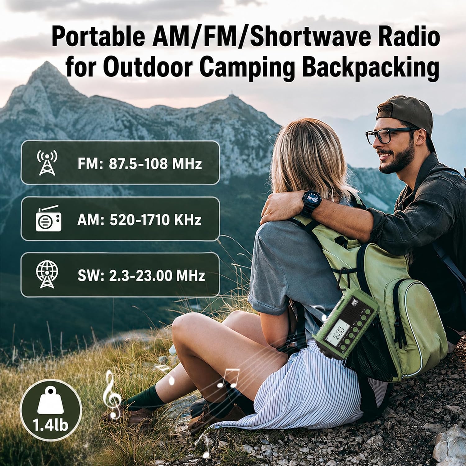 Thumbnail 6 de Eoxsmile NOAA Weather Radio 12000mAh Emergency Crank & Solar AM/FM Shortwave Radio (USB-C)