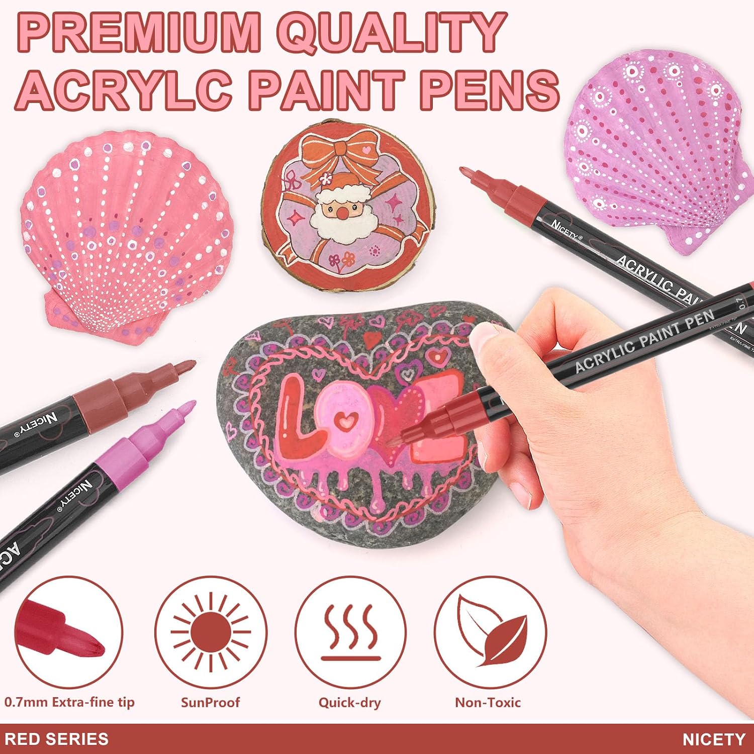 Detalle 2 de NICETY 30Pcs Acrylic Paint Pens Red