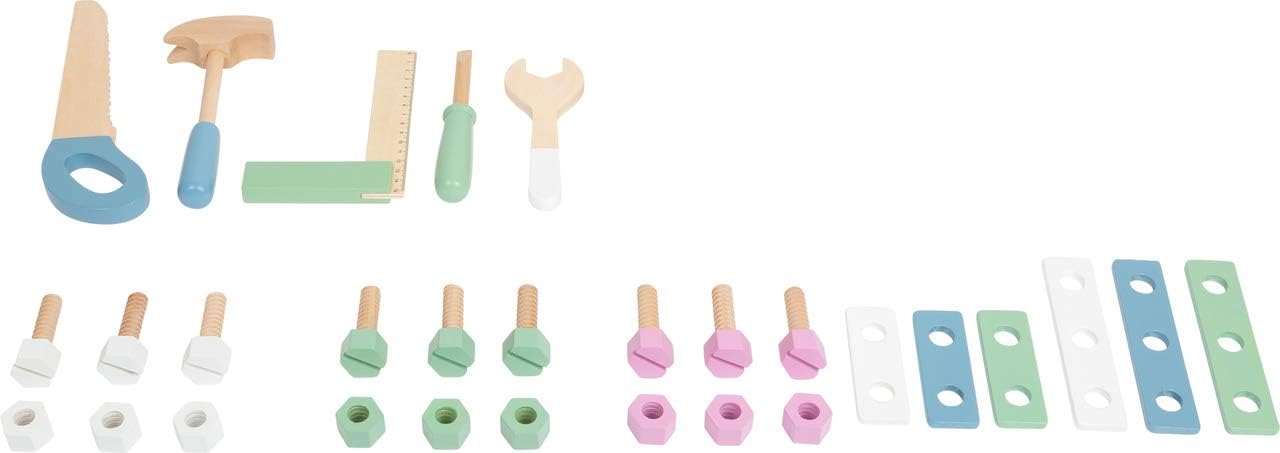 Detalle de small foot Werkbank Nordic aus Holz – inkl. Werkzeugen und Zubehör, Rollenspielzeug für Kinder ab 3 Jahren (11375)