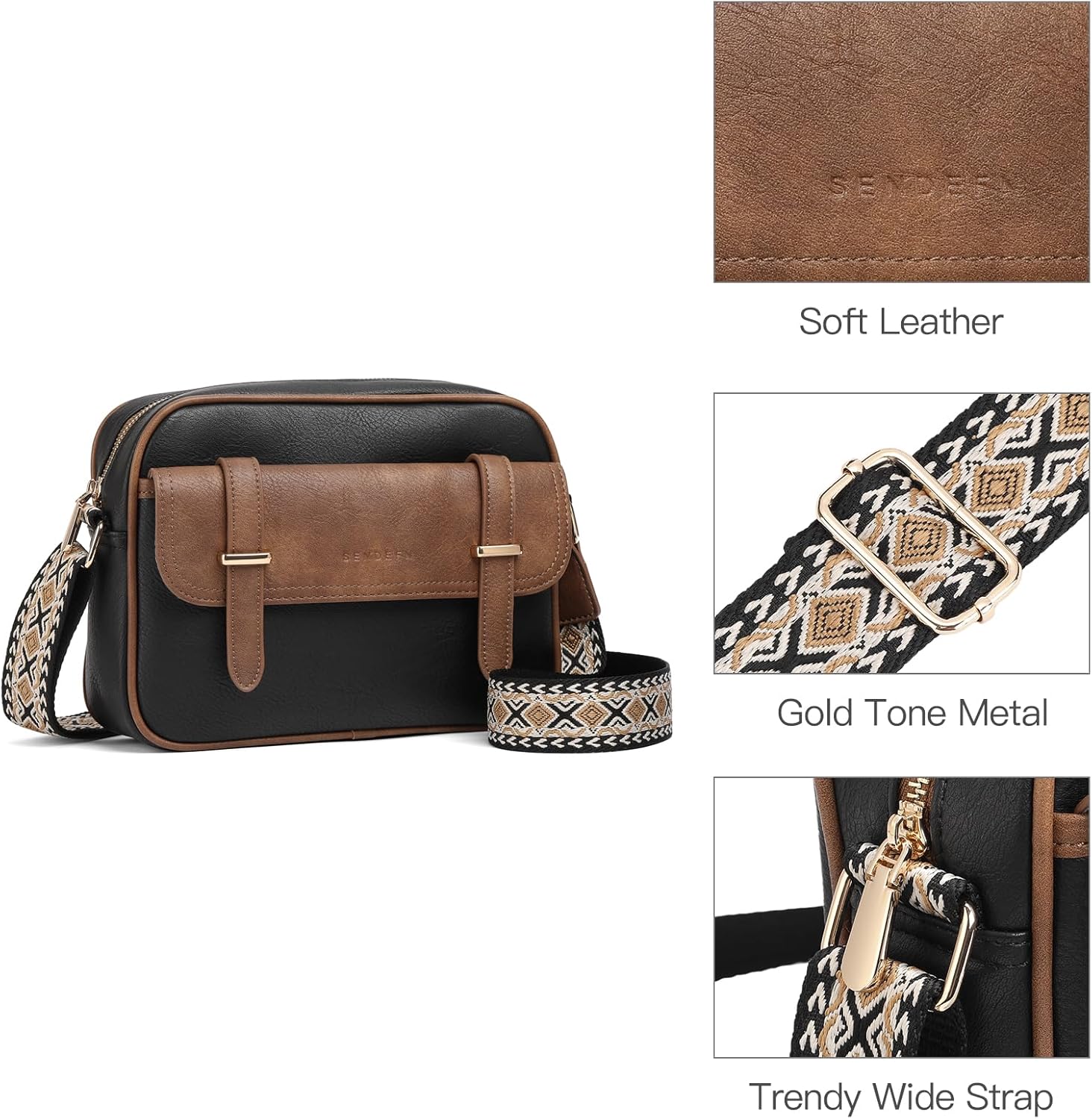 Thumbnail 3 de SENDEFN Small Crossbody Bag for Women – Leather Handbag with Adjustable Wide Strap