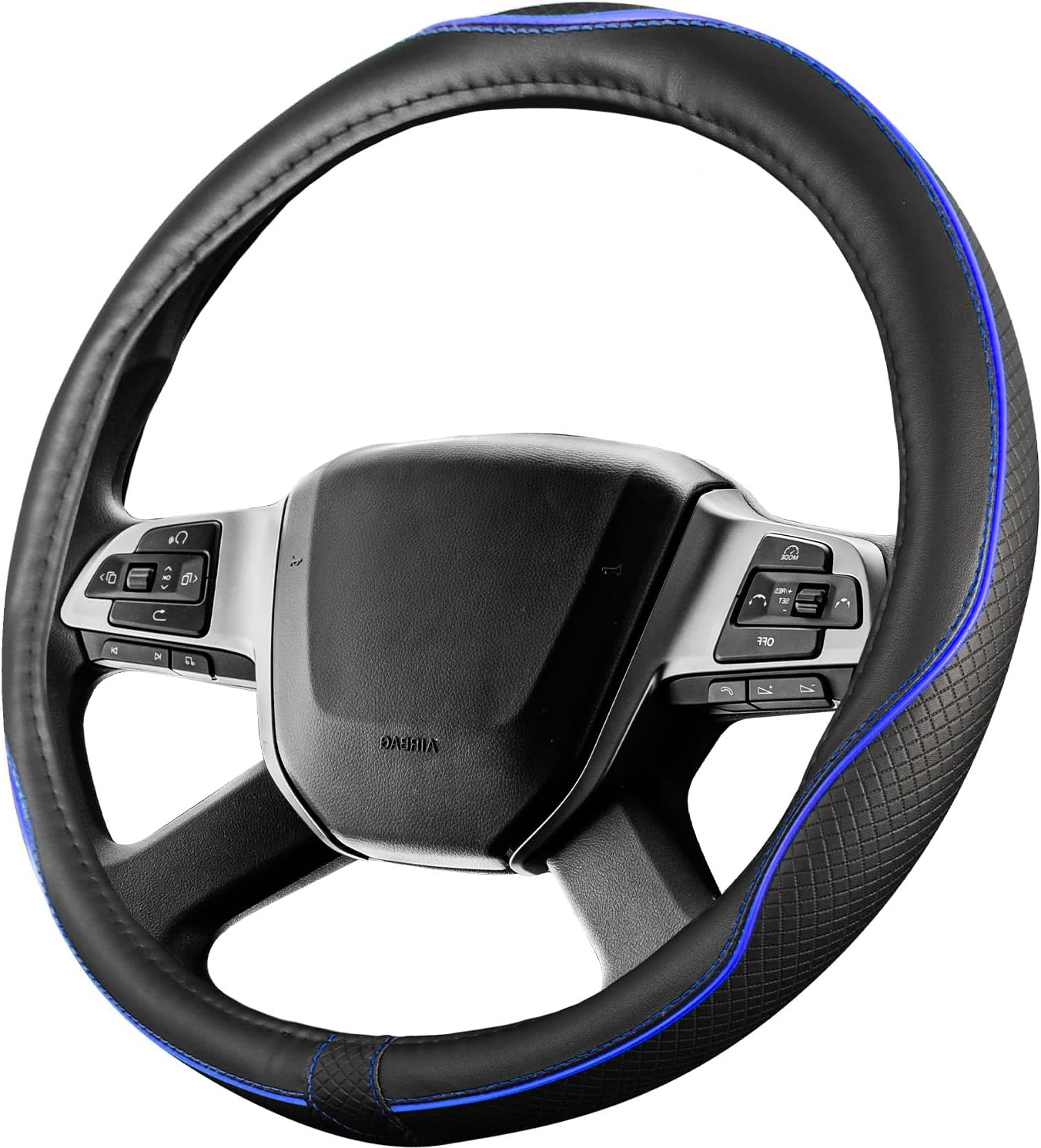 Detalle de Upgrade4cars LKW Lenkradbezug Blau 44-46 cm – Universal, atmungsaktives Kunstleder, rutschfeste Rückseite