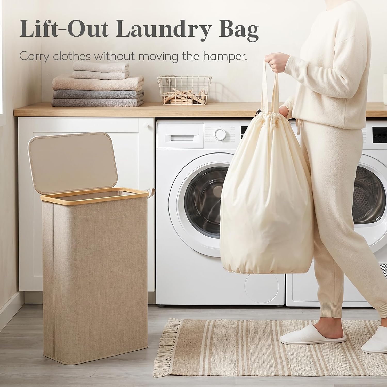 Thumbnail 2 de Lifewit 65L Slim Laundry Hamper with Lid