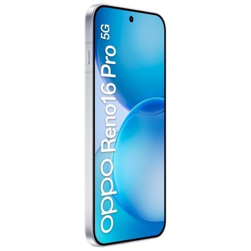 Detalle de OPPO Reno16 Pro 5G 12GB/512GB, 6,32" – Blanco con funda y cargador