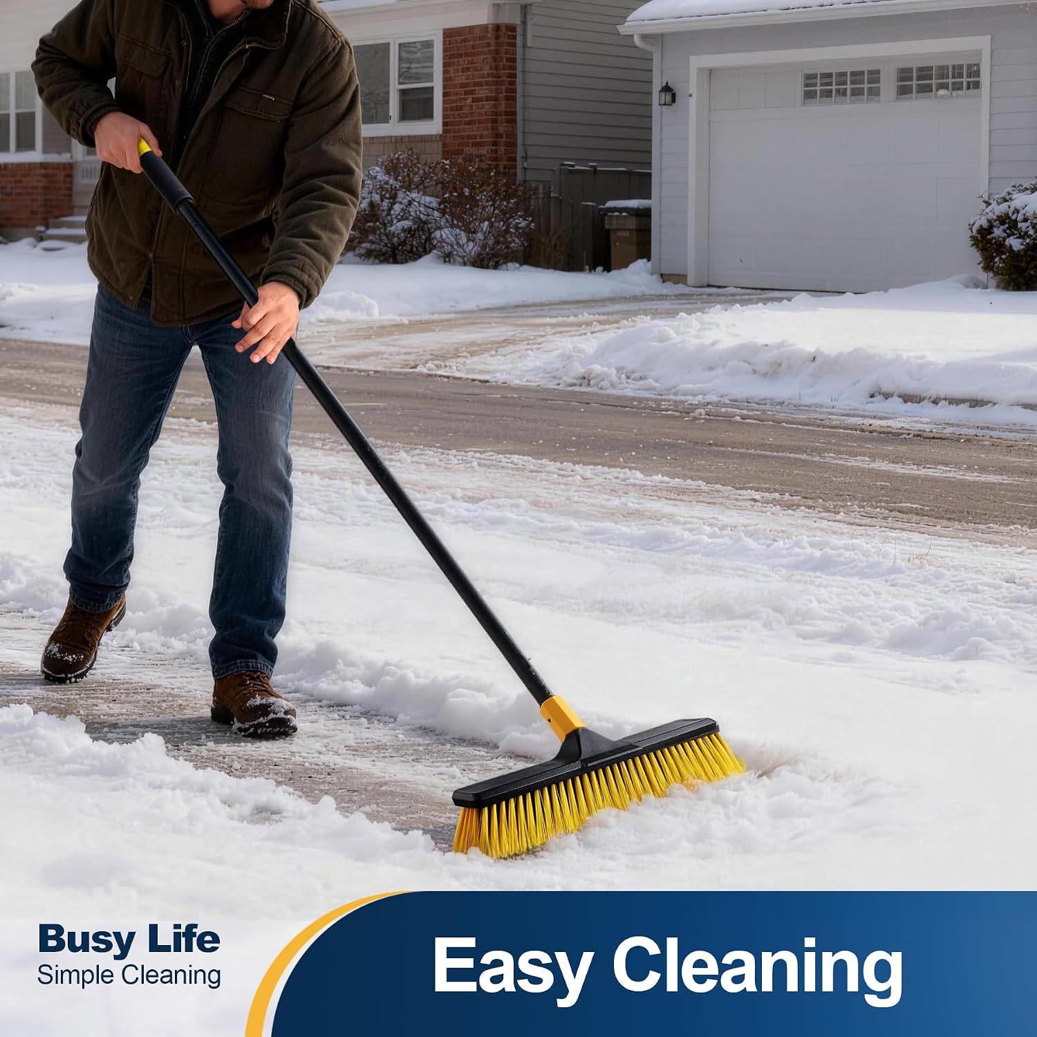 Detalle de Yocada 18-Inch Push Broom: Heavy-Duty Outdoor Cleanup with Adjustable Length