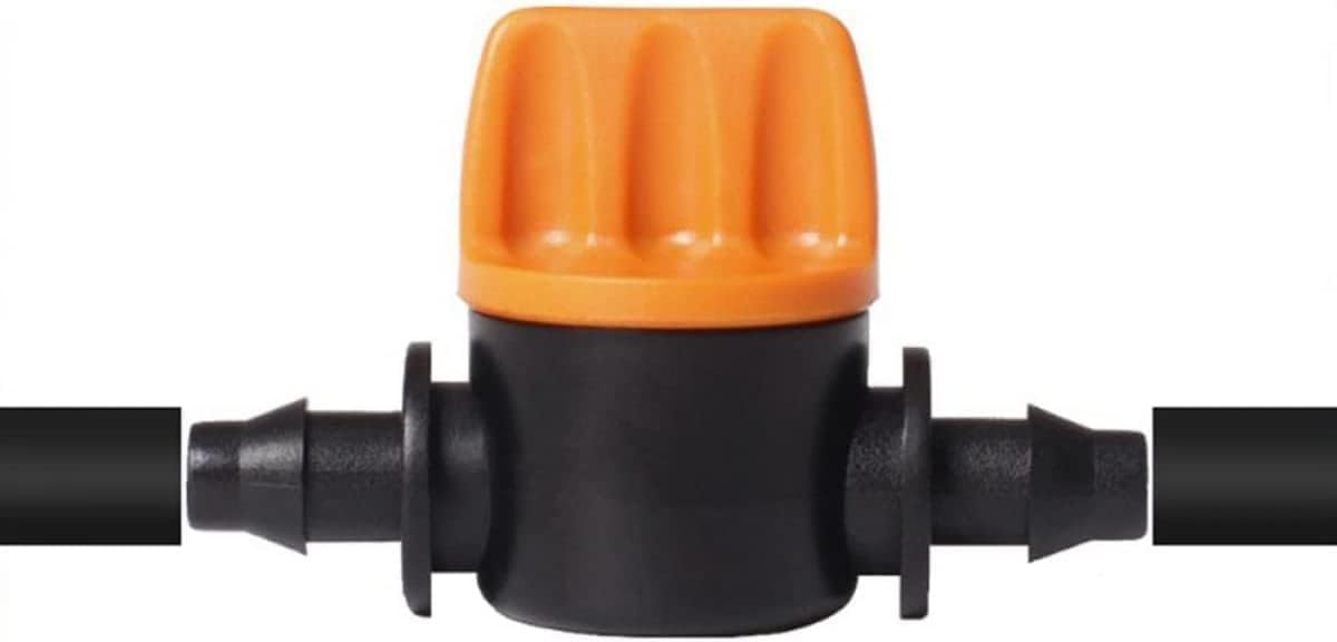 Detalle 2 de Hydrogarden Valvola di arresto per irrigazione a goccia con raccordo rapido per tubi 1/4" (4/7 mm), 20 pezzi