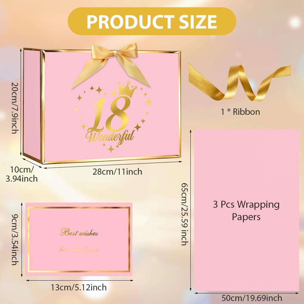 Detalle 2 de OFFCUP 18th Birthday Gift Bag, Rose Gold, 28 x 20 x 10 cm
