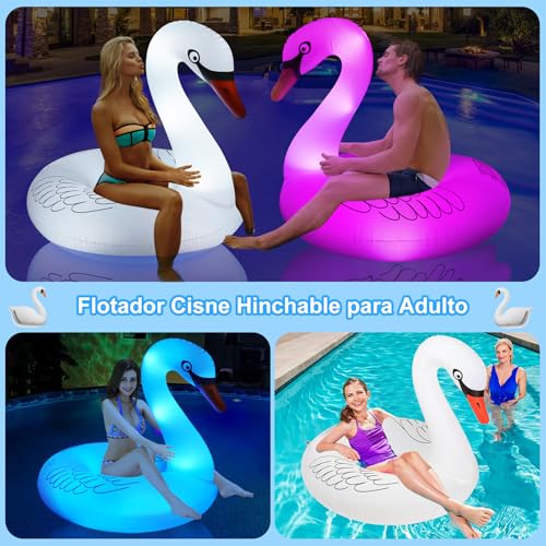 Thumbnail 5 de DeeprBling Cisne Hinchable Piscina con Luces Solares: Flotador Gigante para Adultos