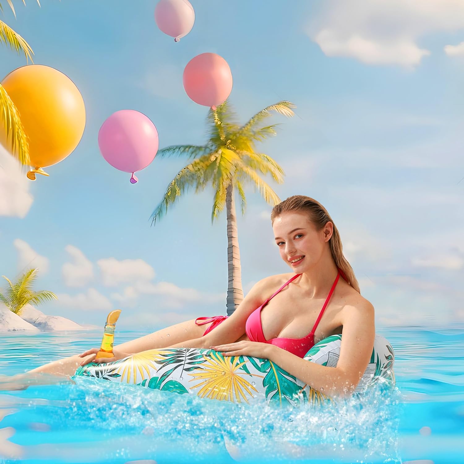 Thumbnail 1 de 4-Pack Adult Pool Float Chairs with Cup Holders (OKSUWATER)