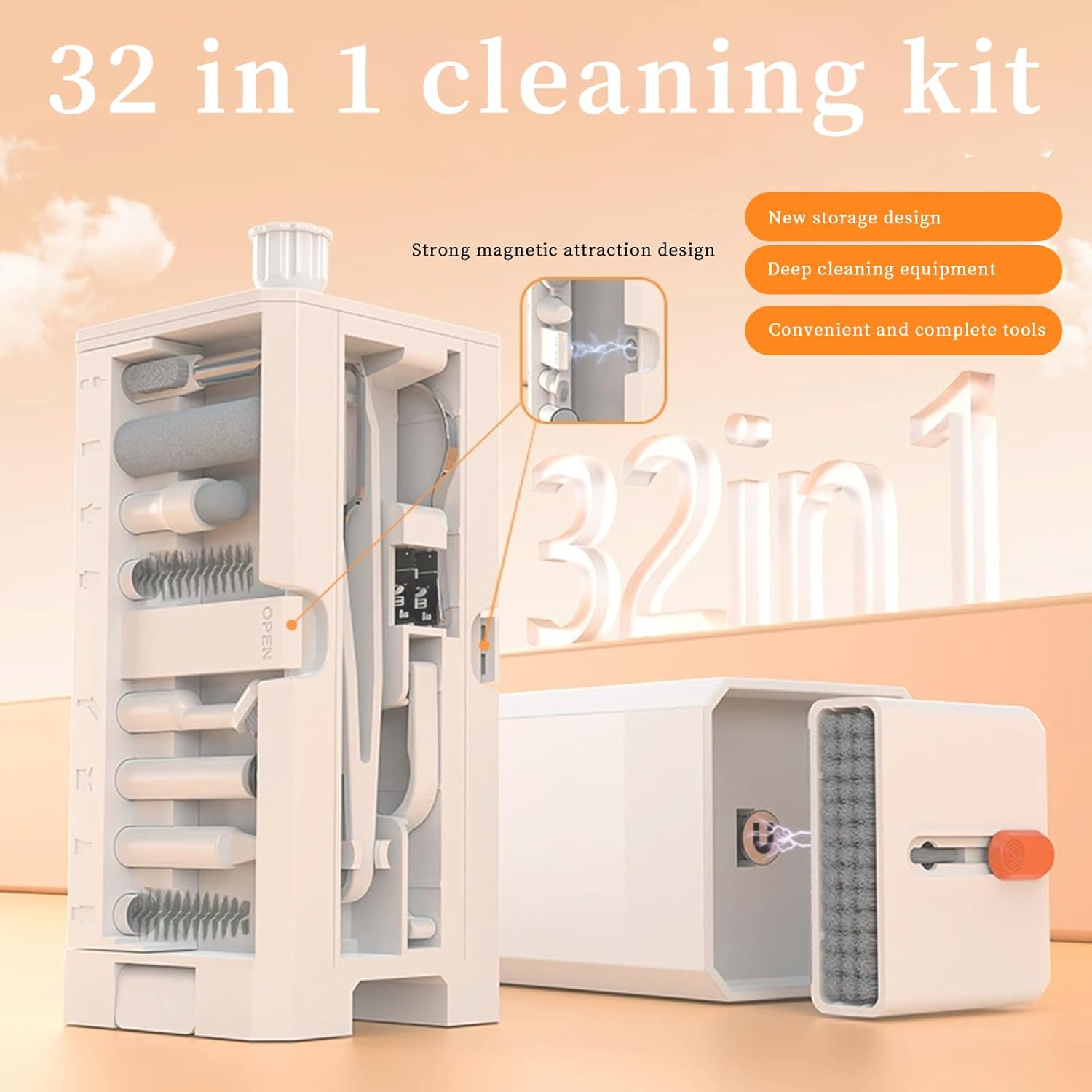 Thumbnail 1 de 32-in-1 Tastatur Reinigungsset für Handy, Kopfhörer & Kameras – Keyboard Cleaning Kit mit Aufbewahrungsbox