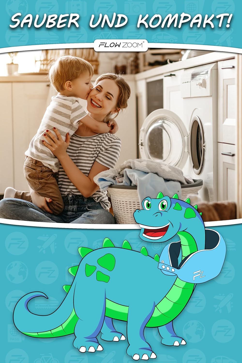 Thumbnail 3 de FLOWZOOM Nackenkissen für Kinder ab 6 Jahren (Größe M) – einstellbares Memory-Foam-Nackenhörnchen mit waschbarem Bezug