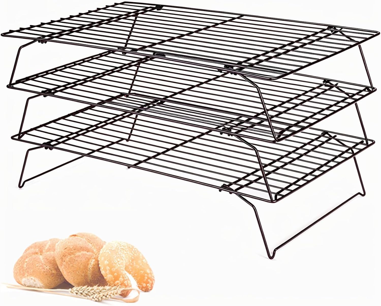 Detalle de Lifhety koelrooster met 3 niveaus, 40 × 25 cm en antiaanbaklaag