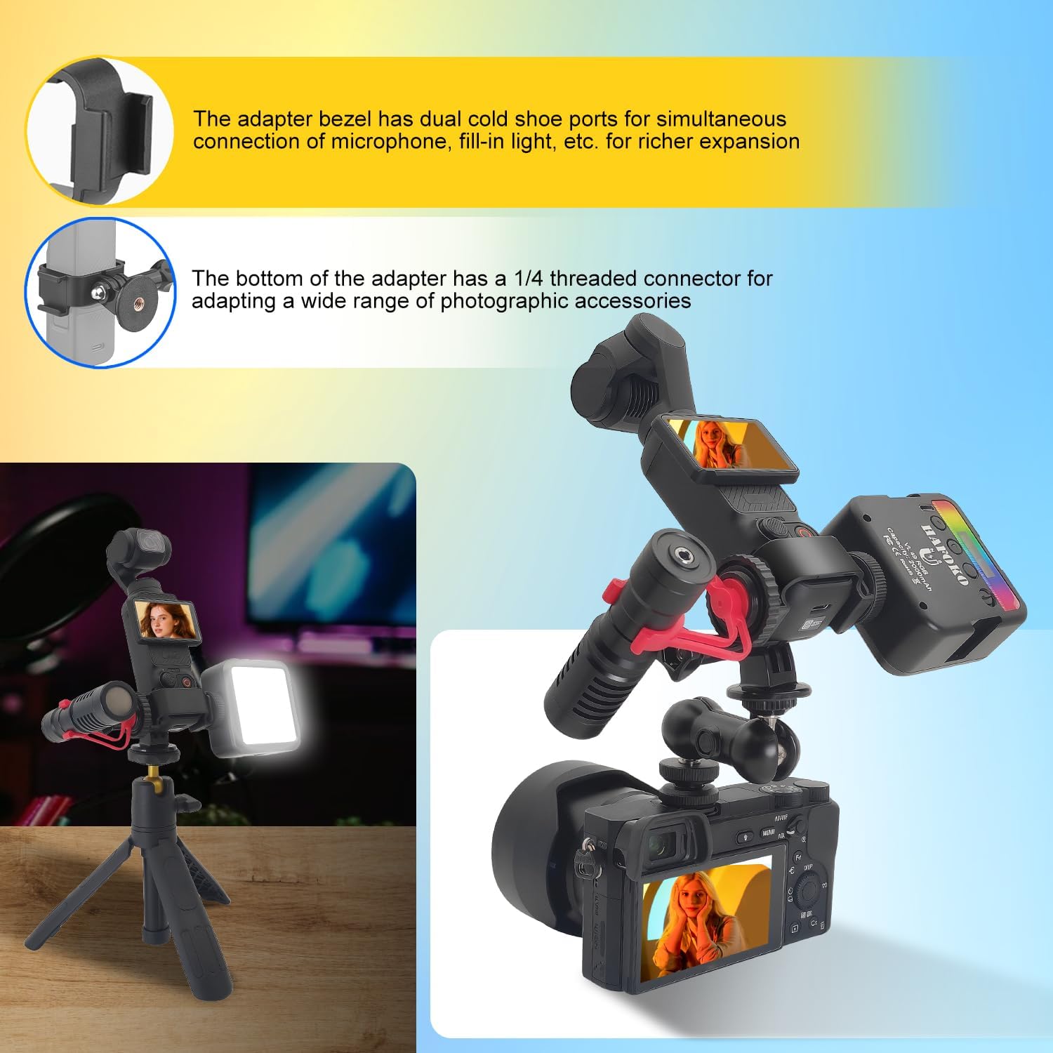 Thumbnail 4 de Cold Shoe Camera Mount with Ball Head Magic Arm for DJI Osmo Pocket 4/3