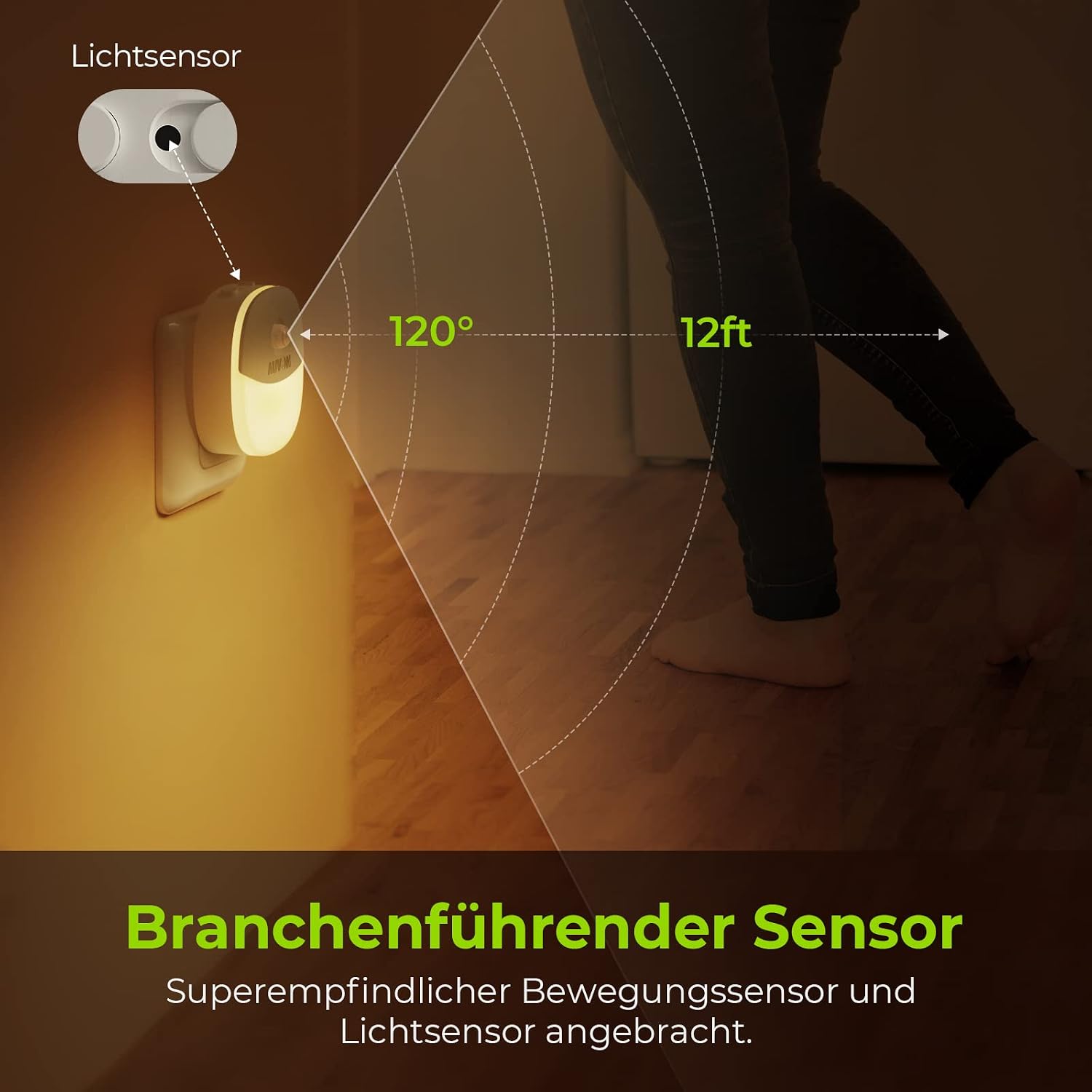 Detalle 2 de AUVON Nachtlicht Steckdose 1-50 lm 🌙
