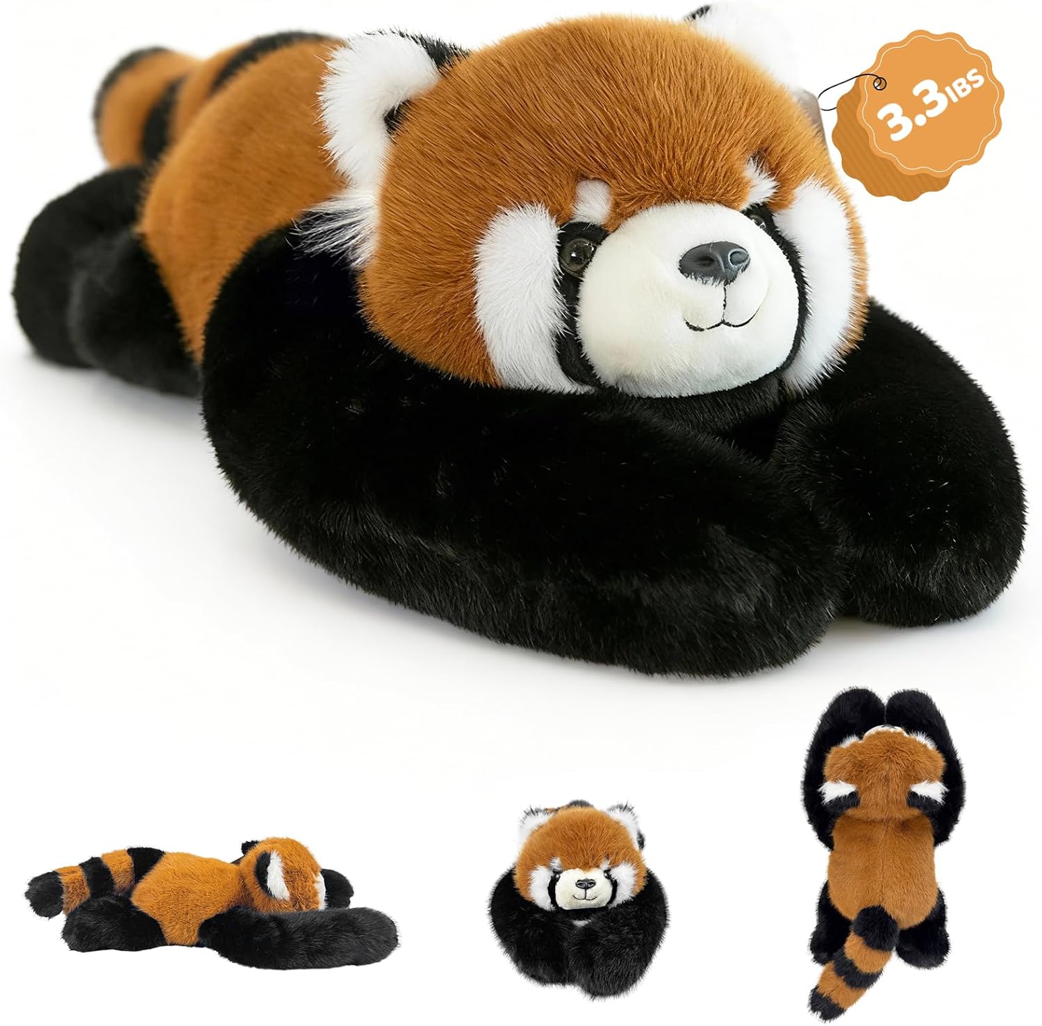 Detalle de asterbud Weighted Red Panda Stuffed Animal 1.5kg – A comforting, bendable plush for anxiety relief and sleep support