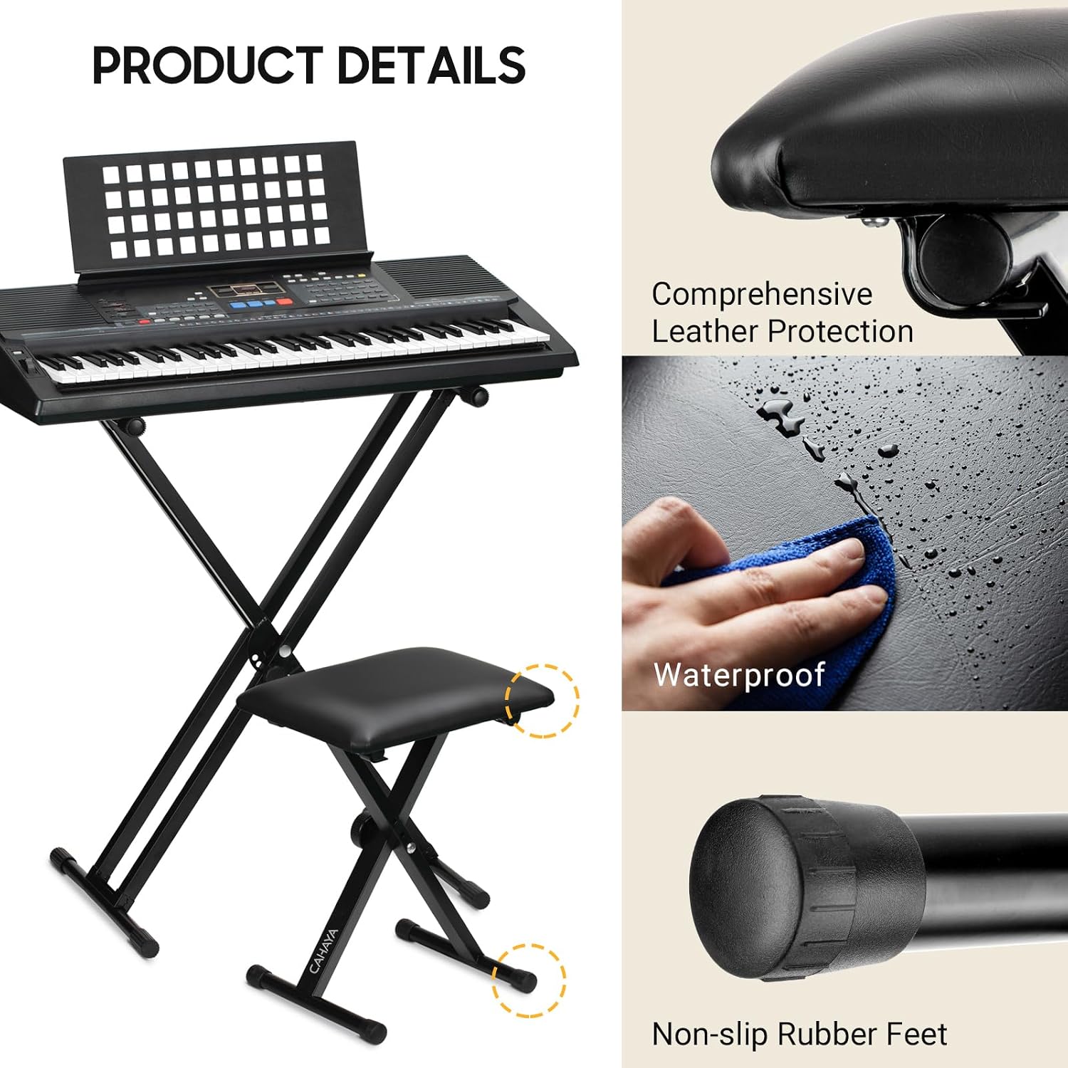 Detalle de CAHAYA US-CKC0257 X-Style Adjustable Keyboard Bench with Padded Seat