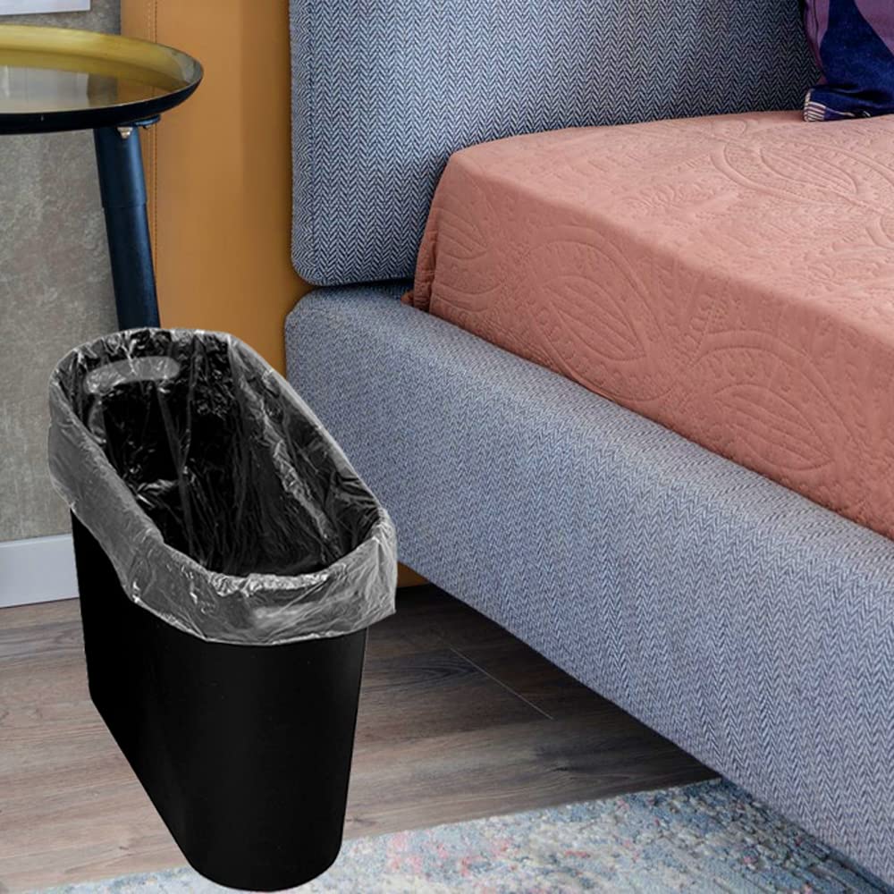 Detalle 2 de Caxmtu Mülleimer Papierkorb aus Kunststoff (2 Stück) – schmal, 27 cm hoch, 10 L, mit Griff, Schwarz