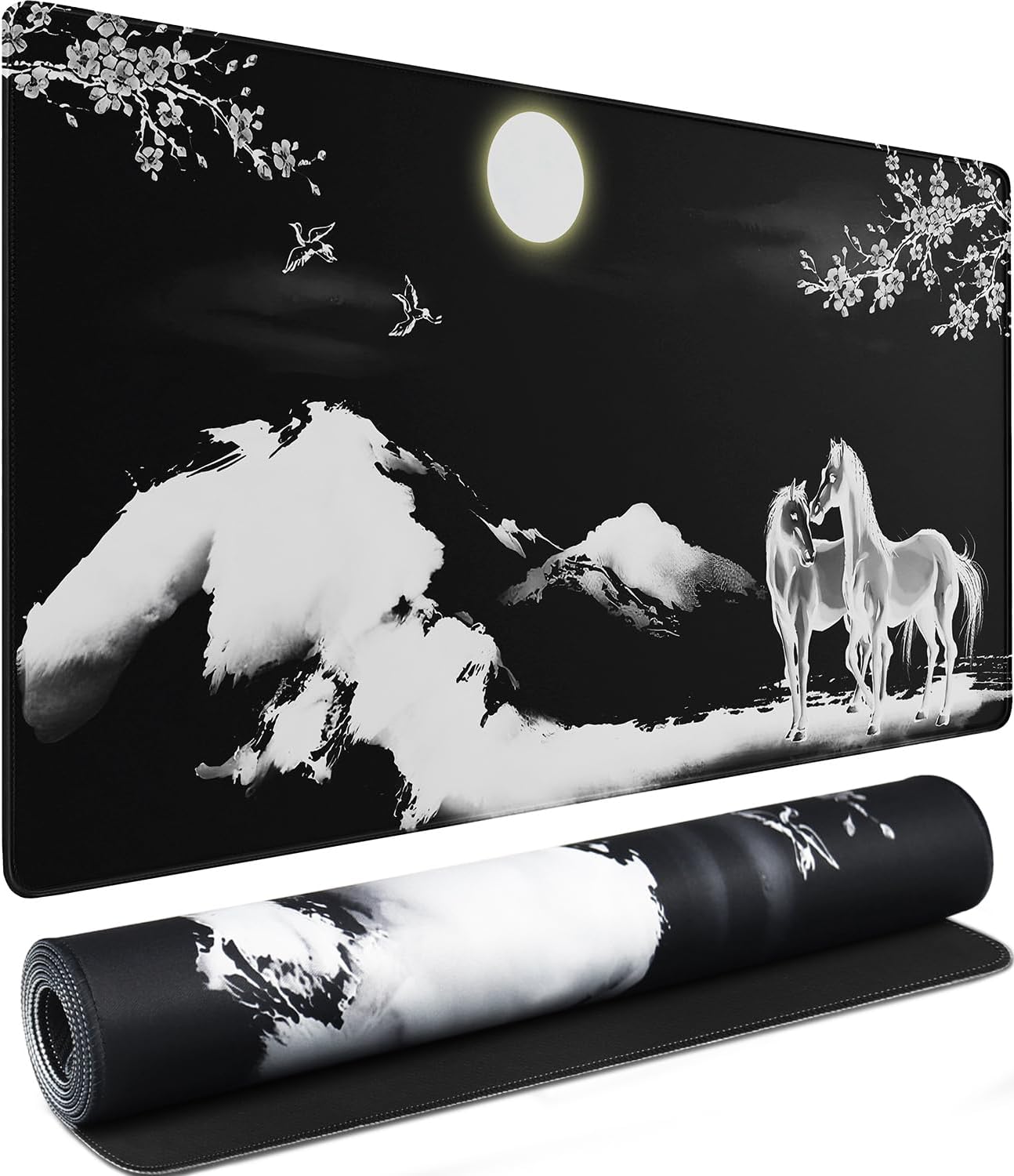 Detalle de AREYLO Extra-Large Mouse Pad, 31.5 x 15.7 Inches, Waterproof, Non-Slip, Horse Design