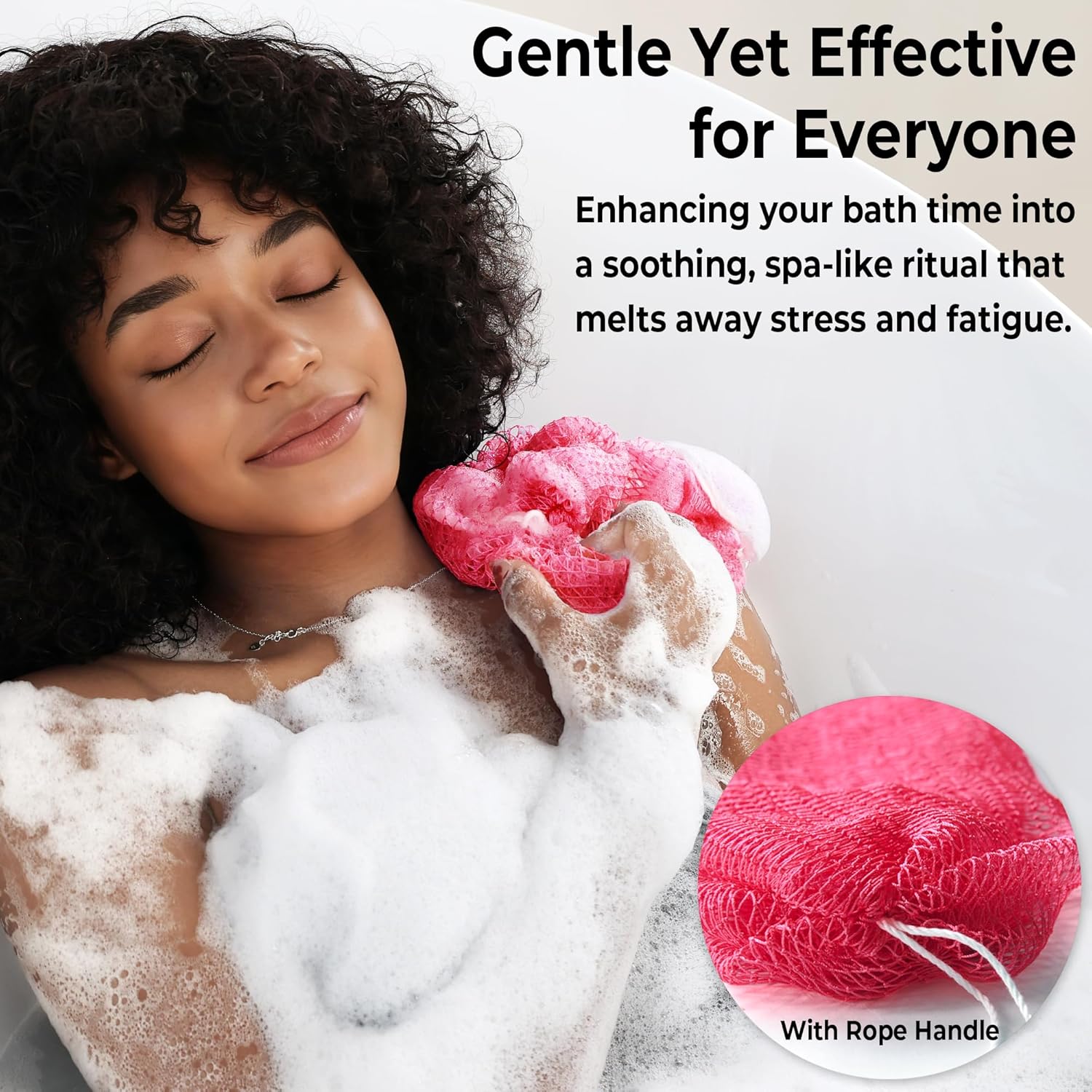 Detalle 2 de African Net Sponge Authentic - 2 Pieces Exfoliating Body Scrubber Bath Sponge with Back Reach