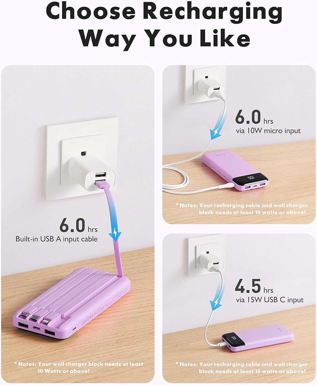 Thumbnail 3 de Charmast Power Bank with Built-in Cables X4