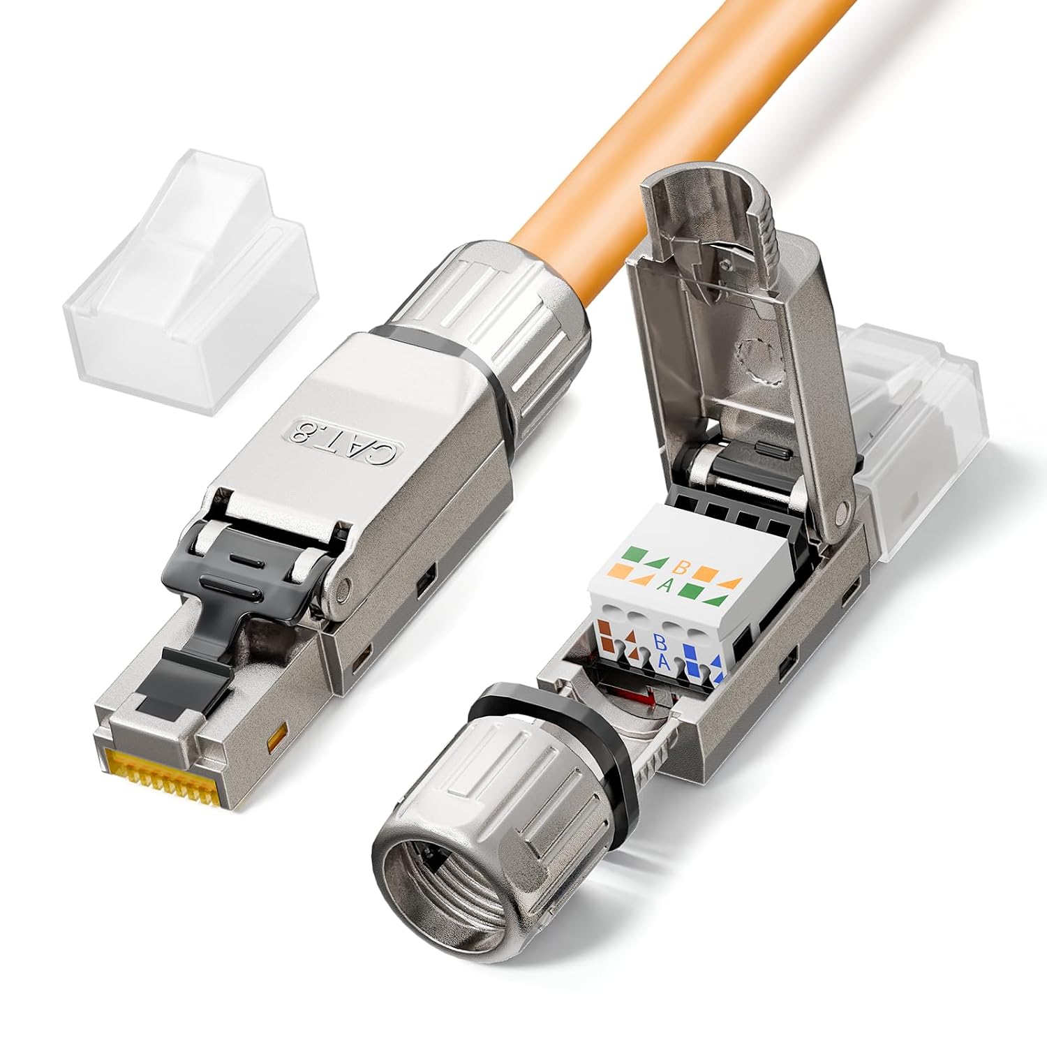 LEENUE Lot de 2 connecteurs RJ45 sans outil Cat8 (40 Gbit/s, 2000 MHz) pour câbles blindés et PoE