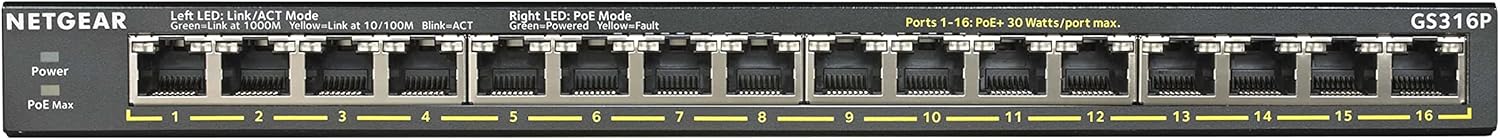 Thumbnail 6 de NETGEAR GS316P 16-Port Gigabit Ethernet Unmanaged Essentials PoE+ Switch (16× PoE+ bis 115 W)