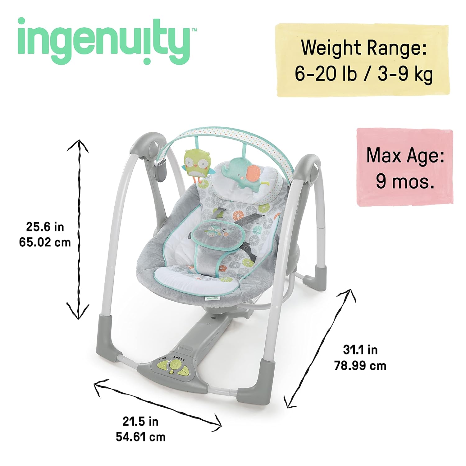 Detalle de Ingenuity Babyschaukel Swing and Go Portable Swing – kompakt, leise und flexibel