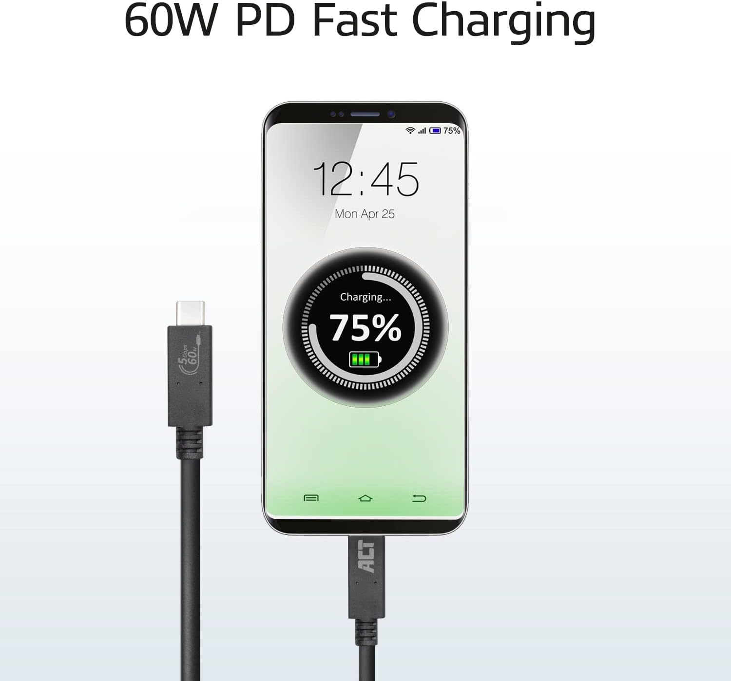Detalle de ACT USB C Video Kabel 2m – USB-C Kabel mit 60W PD, 5 Gbps, DP Alt Mode, USB-IF Zertifizierung