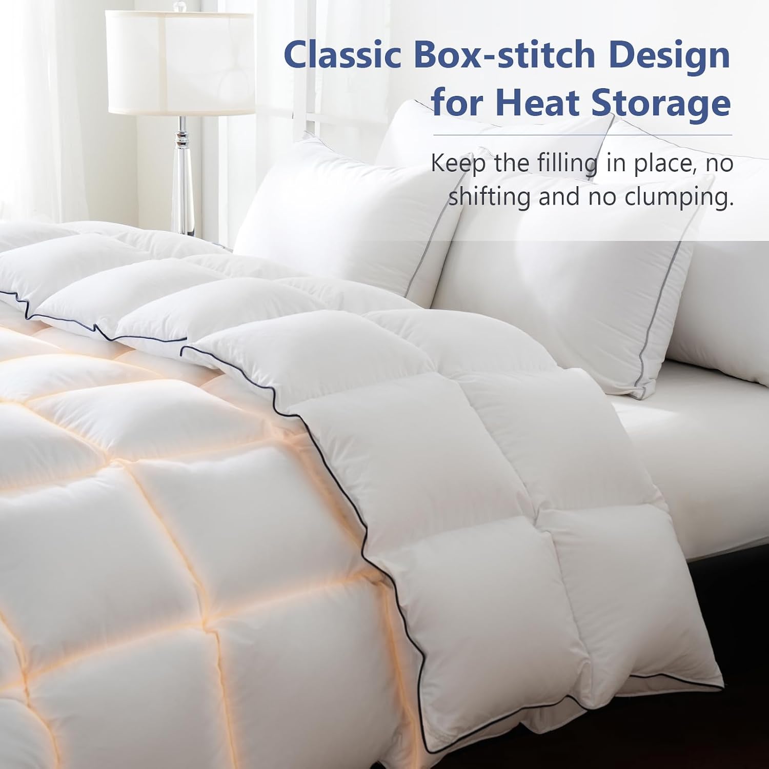 Detalle de DOWNCOOL Feather Comforter, King Size, 100% Cotton Cover, 106" x 90