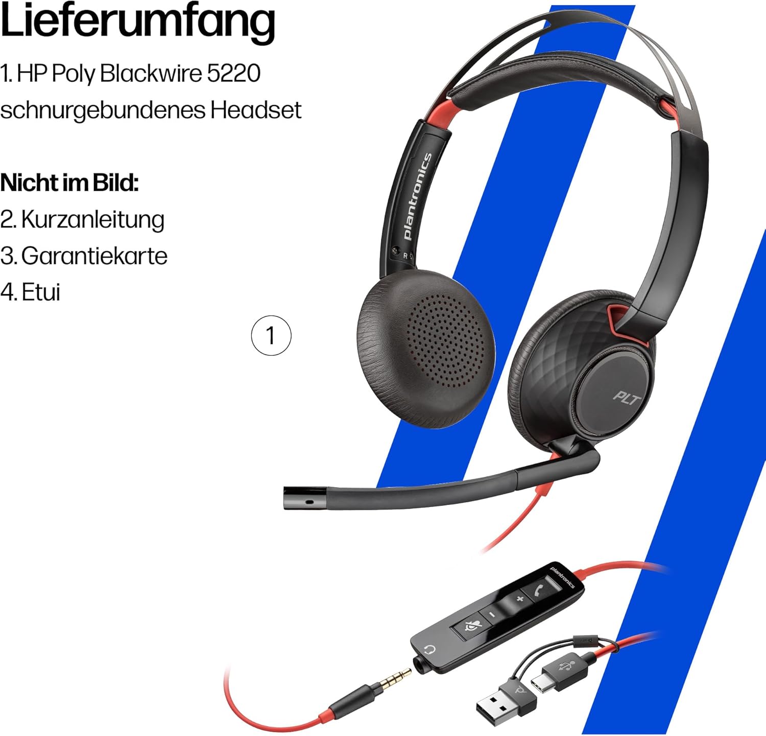 Thumbnail 6 de POLY Blackwire 5220 kabelgebundenes Headset mit Noise-Cancelling-Mikrofon und USB-C/USB-A/3,5-mm
