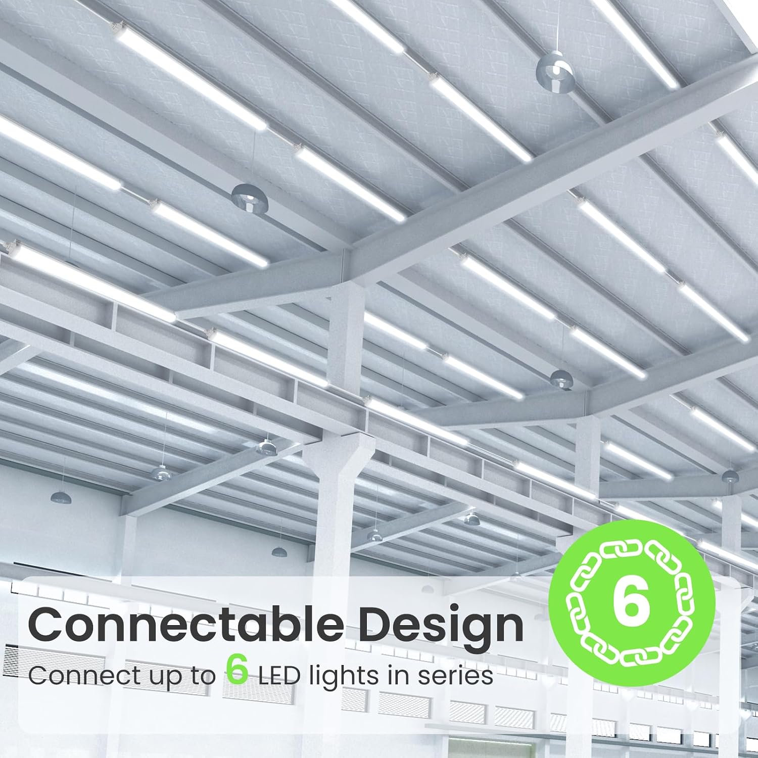 Detalle 2 de ALUSSO 2 Packs LED Batten Light 4FT 120CM – 36W, 4320LM, 4000K, IP65, Linkable Garage Lighting