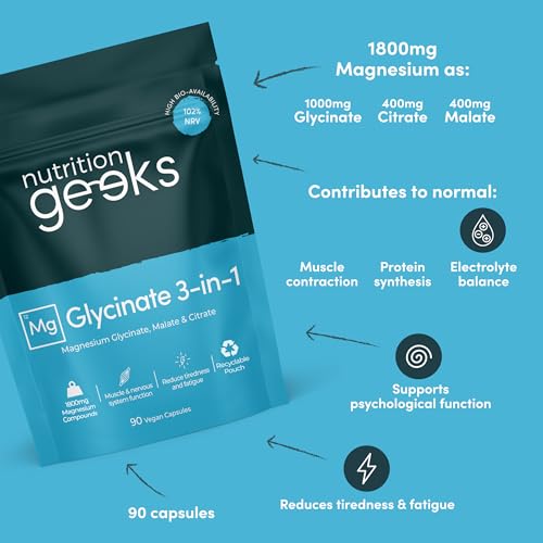 Thumbnail 2 de Magnesium Glycinate 3-in-1 Complex | 1800mg Magnesium with Bisglycinate, Citrate & Malate – 90 Vegan Capsules – UK Made