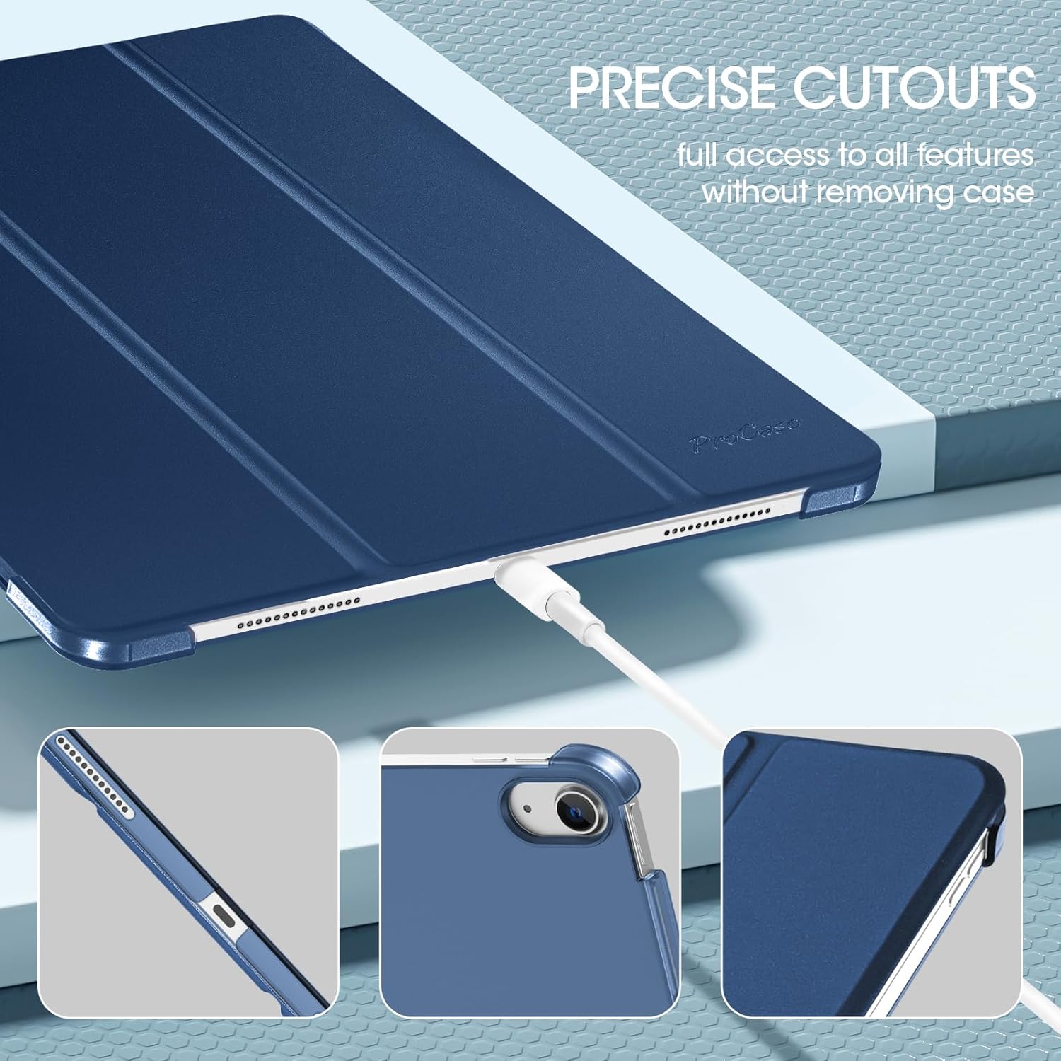Detalle 2 de ProCase for iPad Air 13 Inch Case M4/M3/M2 (2026/2025/2024) with Translucent Back – DarkBlue