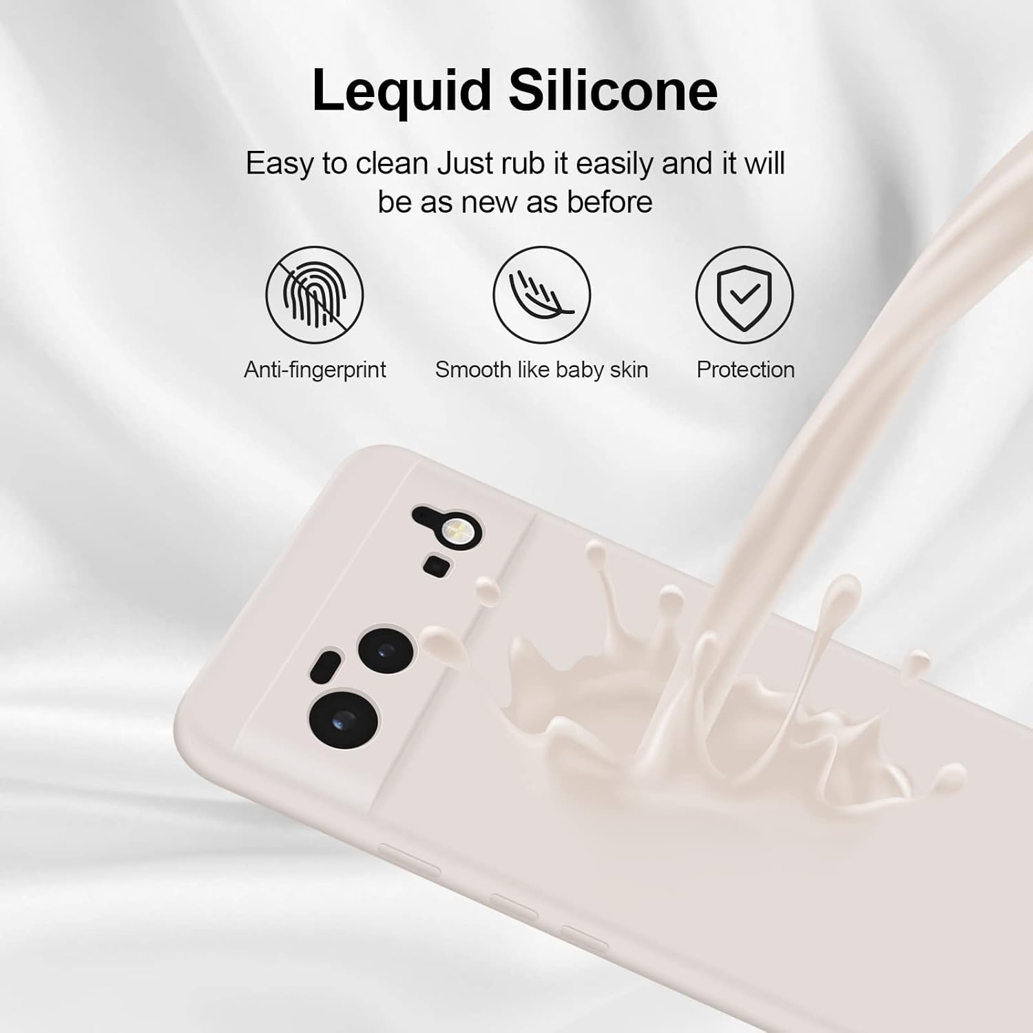 Detalle 2 de GiiYoon Hülle für Google Pixel 6 – hochwertiges Liquid Silicone Case mit Rundumschutz in Weiß