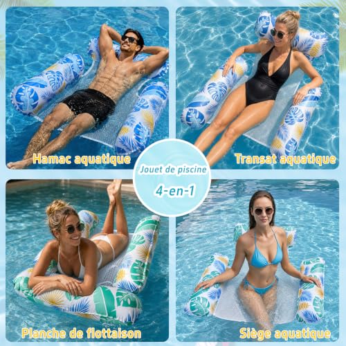 Detalle 2 de Bouée Piscine Mennitr XL – Matelas gonflable 4 en 1 (2 Pièces) pour Hammac et Chaise flottante