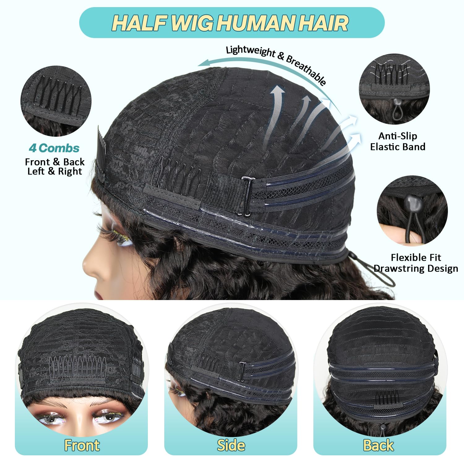 Detalle de UME G I R L Half Wig Human Hair 20 Inch