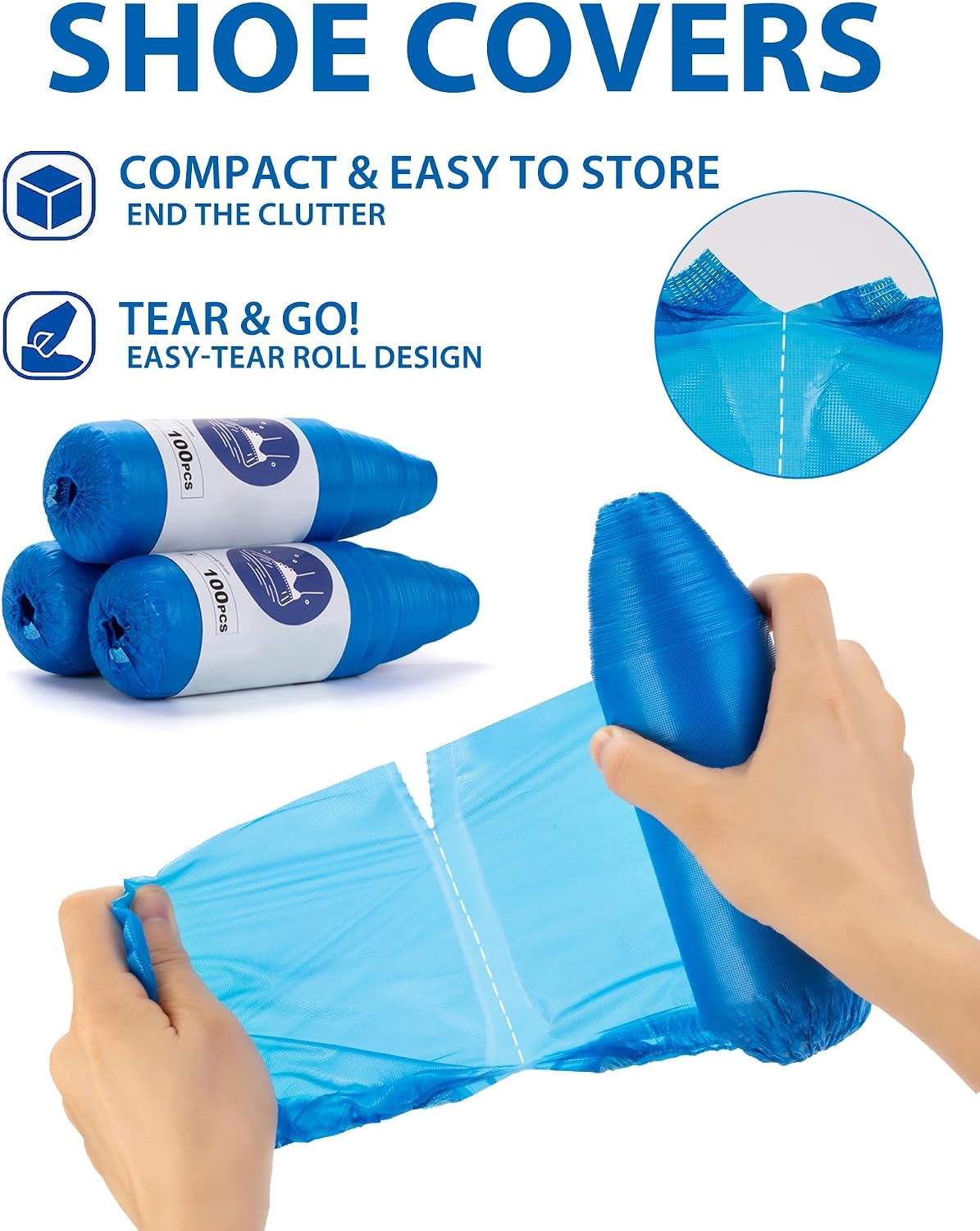 Detalle de Disposable Shoe Covers, 100 Pack