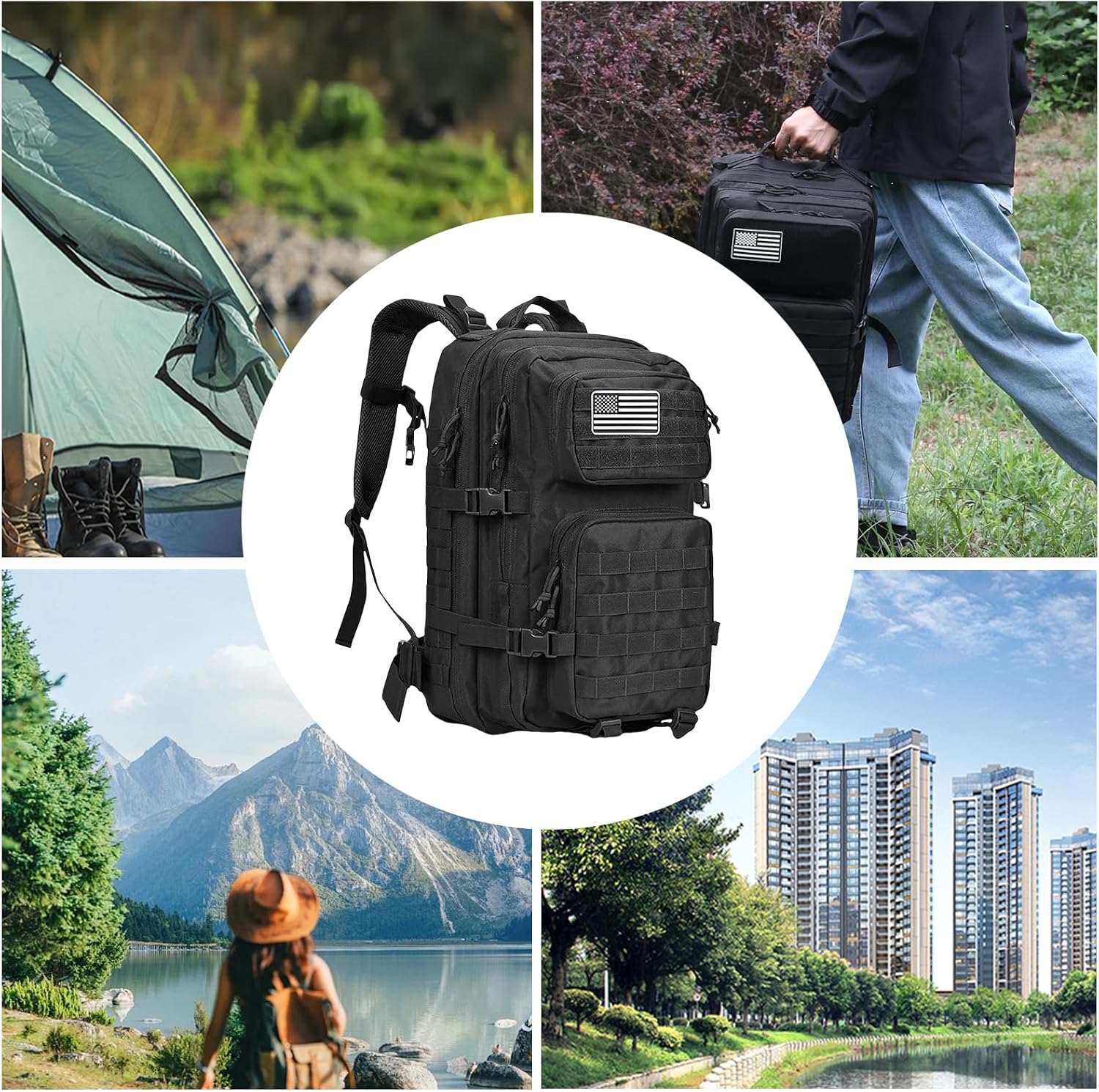 Detalle 2 de Geebymol 45L Military Tactical Backpack (MOLLE) – 3 Day Assault Pack with Laptop Compartment