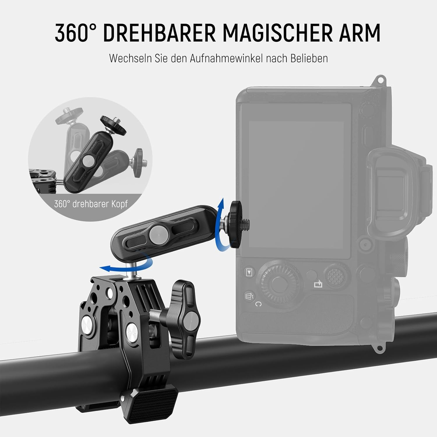 Thumbnail 3 de NEEWER Super Clamp Klemme mit 3" Dual-Kugelkopf Magic Arm, Cold Shoe und 1/4" Gewinde