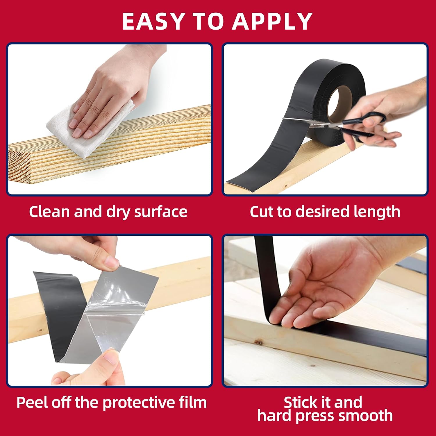 Thumbnail 2 de MOLYLY Butyl Deck Joist Tape (1-5/8 in x 50 ft) — 12 Rolls Waterproof & Anti-Corrosion Sealing Tape