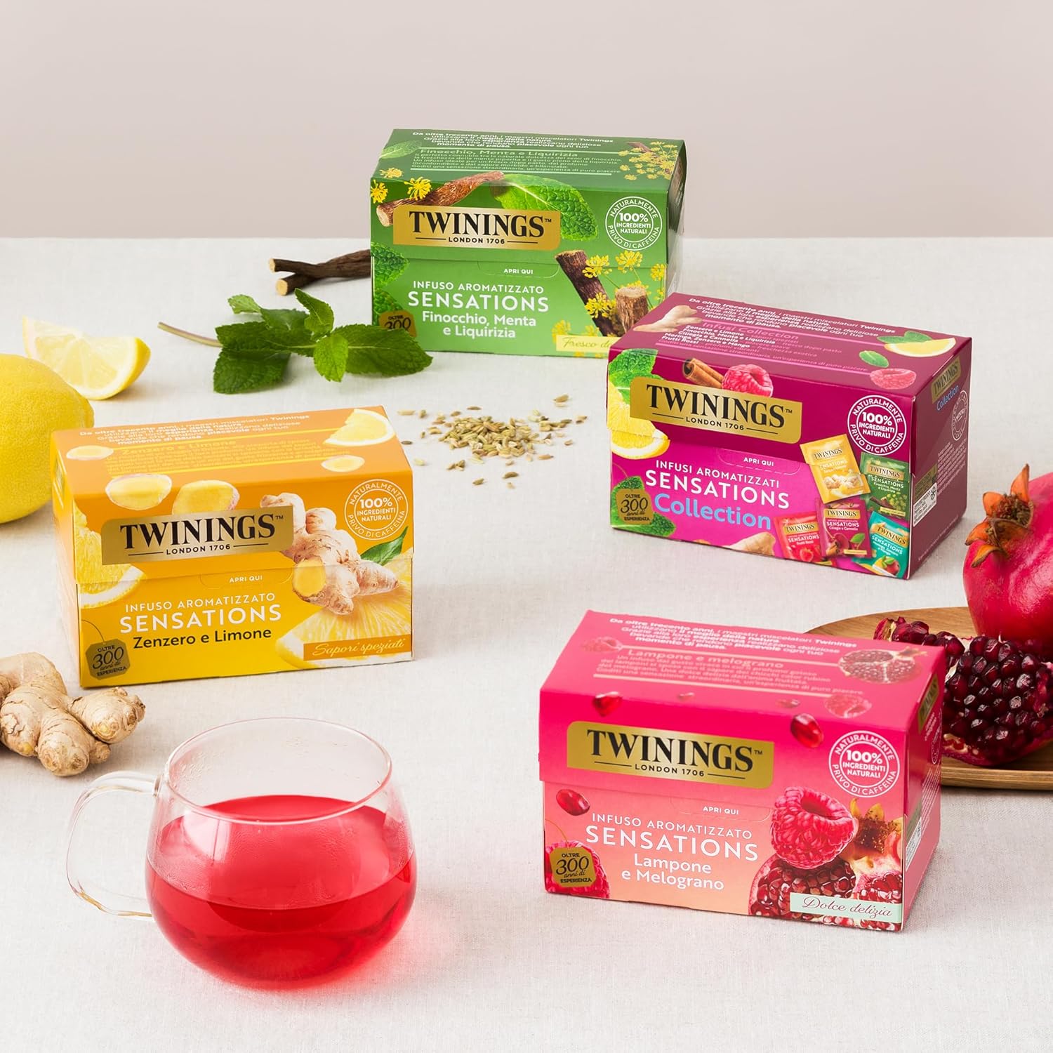 Detalle de Twinings Infuso Aromatizzato Sensations Zenzero e Limone — 120 filtri, gusto frizzante e avvolgente