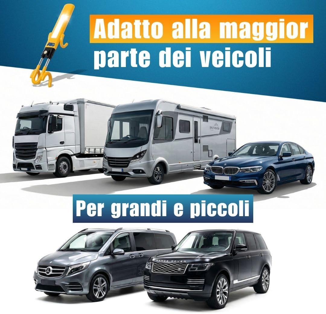 Thumbnail 4 de ATG Bloccasterzo Auto – Antifurto meccanico in acciaio temperato con riflettore integrato