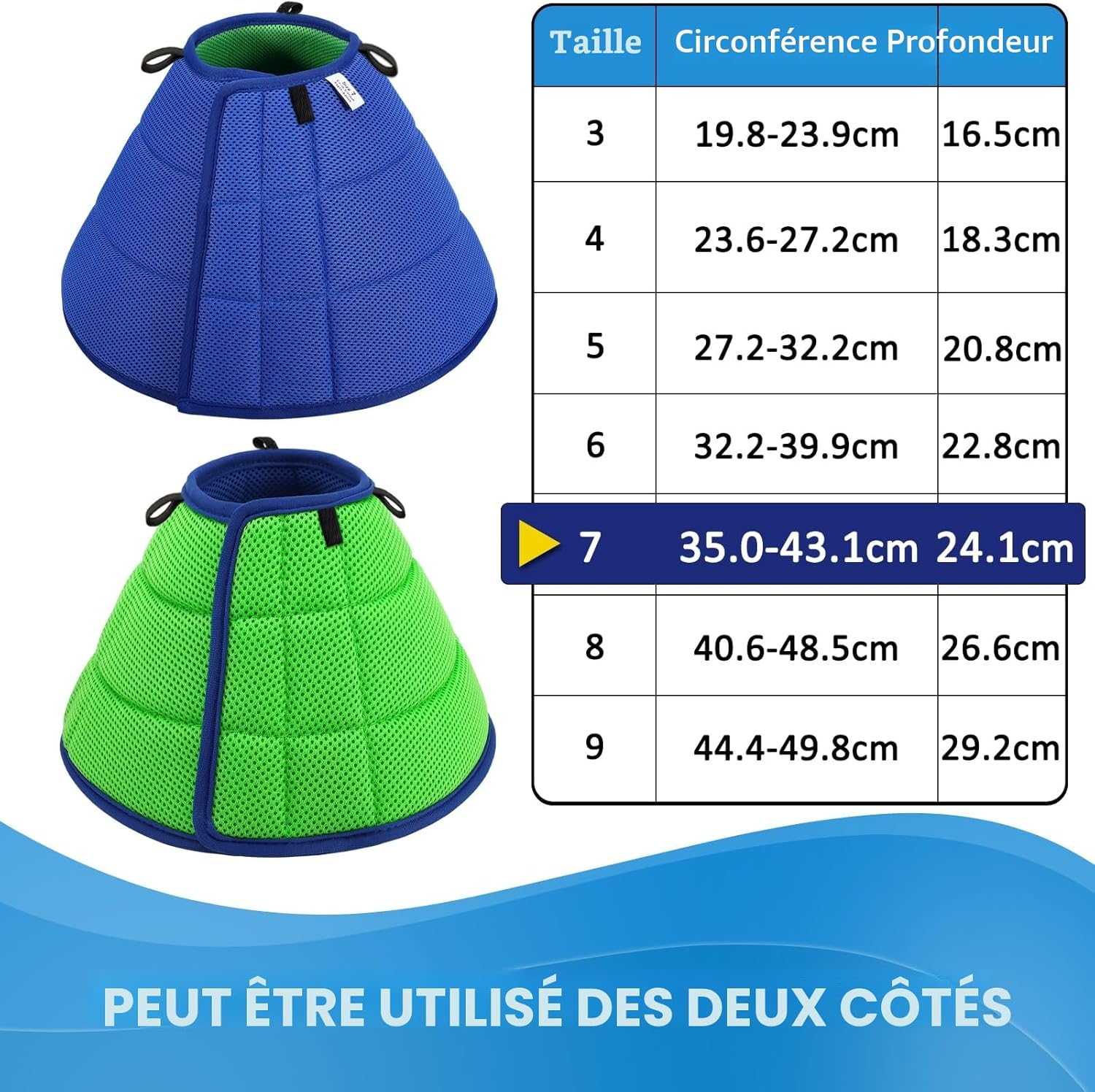 Detalle de Collerette Chien Bleu Size 7 – Colllerette Souple et Légère pour Chiens, anti- léchage et grattage