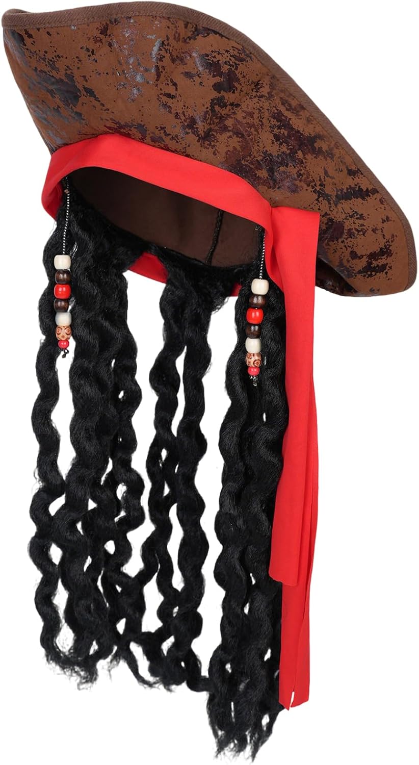 Alaoo Pirate Costume Accessories Set with Captain Accessories: Bandana, Eye Patch, Anchor Pendant Chain