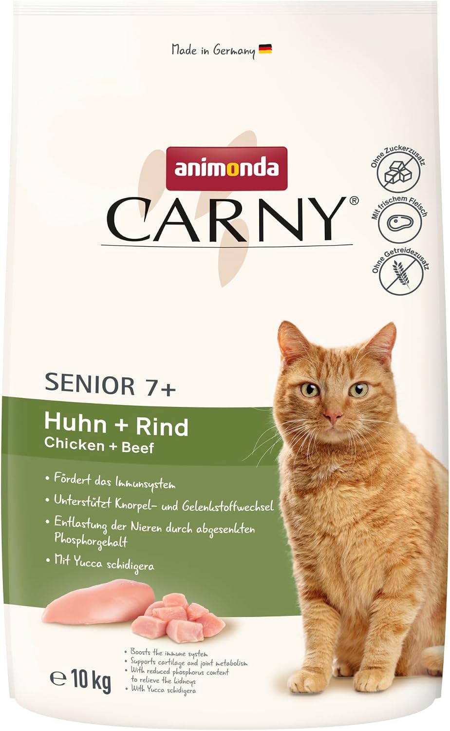 Detalle de Animonda Carny Katzen Trockenfutter mit Huhn + Rind – 10 kg, Senior & getreidefrei
